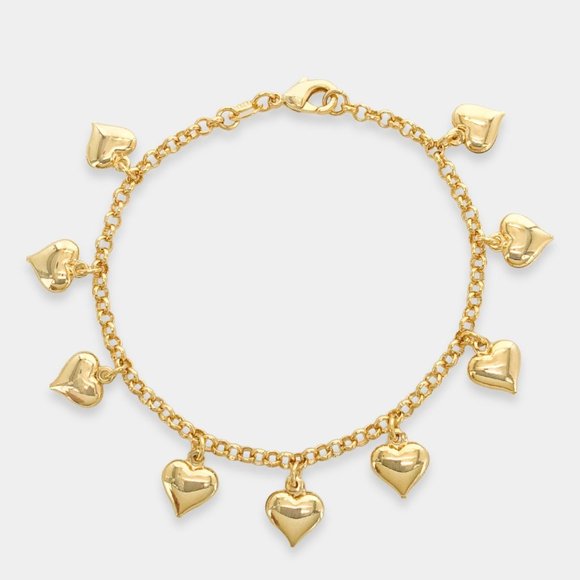 SueSue Jewelry - NEW 18K Gold Filled Puff Hearts Bracelet